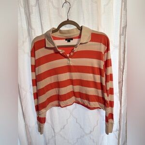 Wild Fable Mango and Cream Striped Crop Top